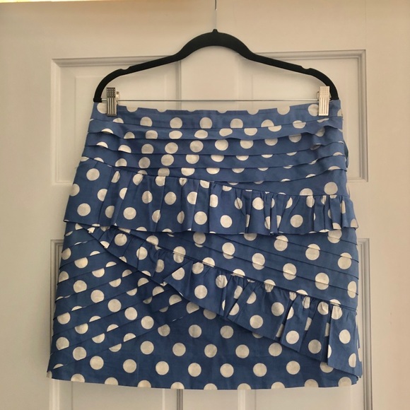 Leifsdottir Anthropologie Polka Dot Ruffle Pencil Skirt - Picture 2 of 9